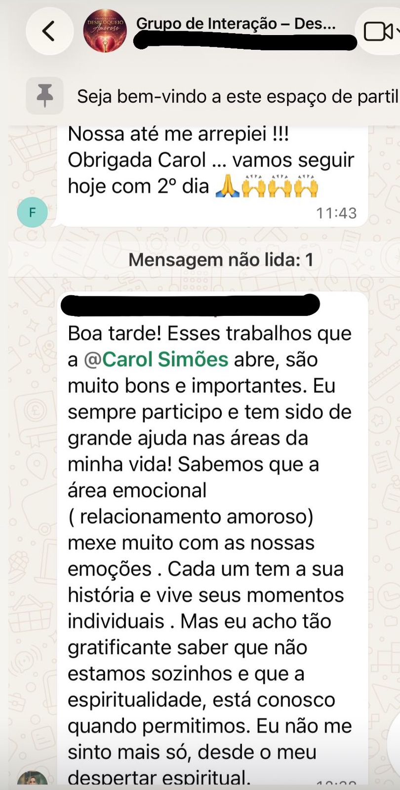 Depoimento de participante