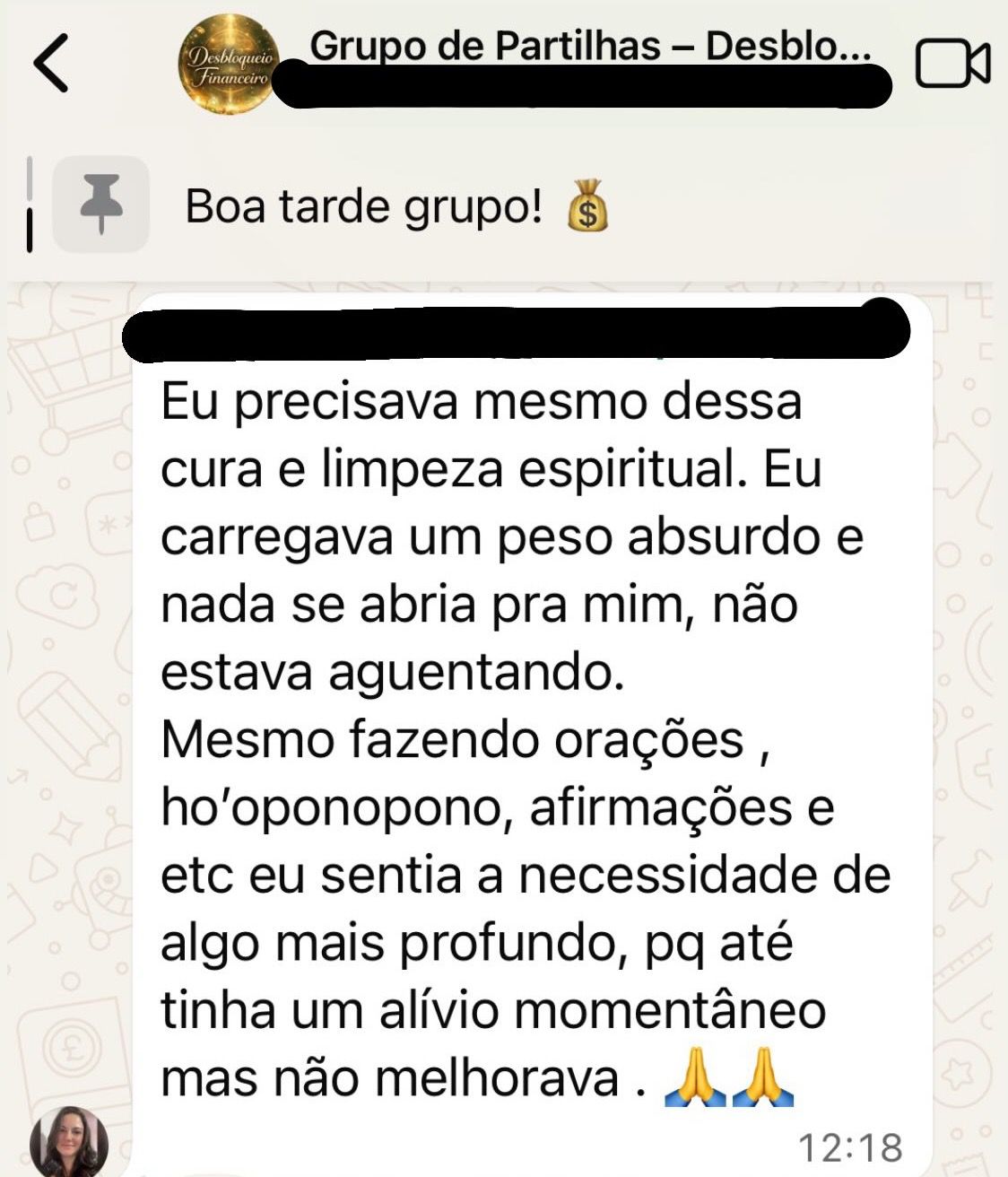 Depoimento de participante
